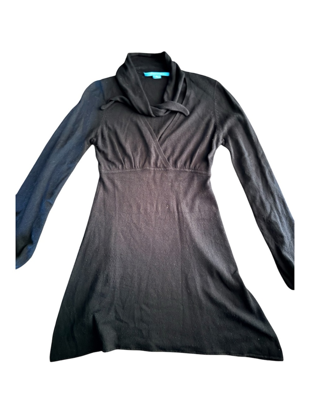 Women's Black Long Sleeve Cowl Neck Knit Dress